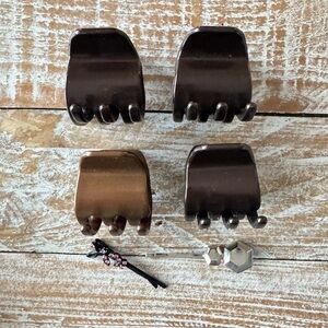 🎀4 Goody Slide-Proof Claw Clips, Brunette & 2 free bobby pins🎀 🆕